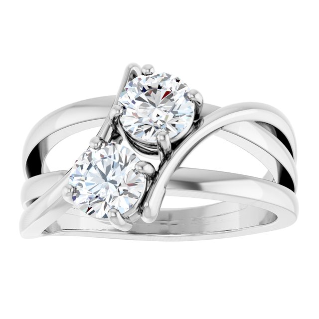 14K White 1 CTW Natural Diamond Two-Stone Ring  